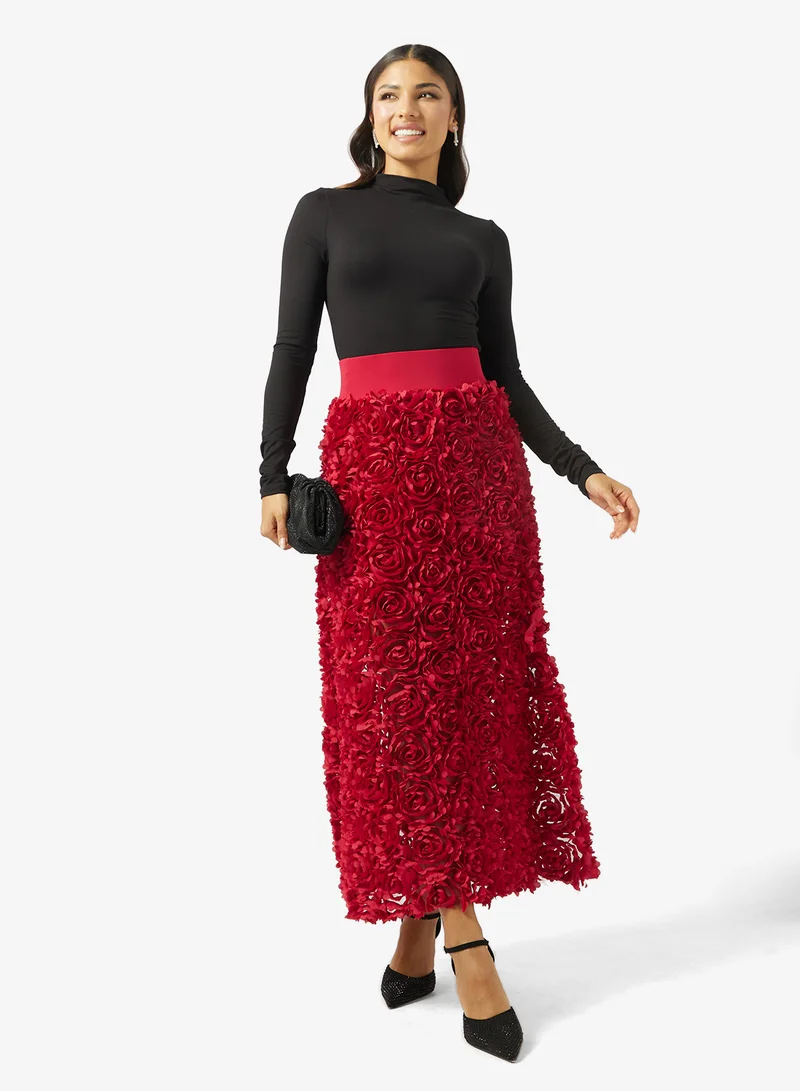 Khizana A-lineSkirt in 3D Floral